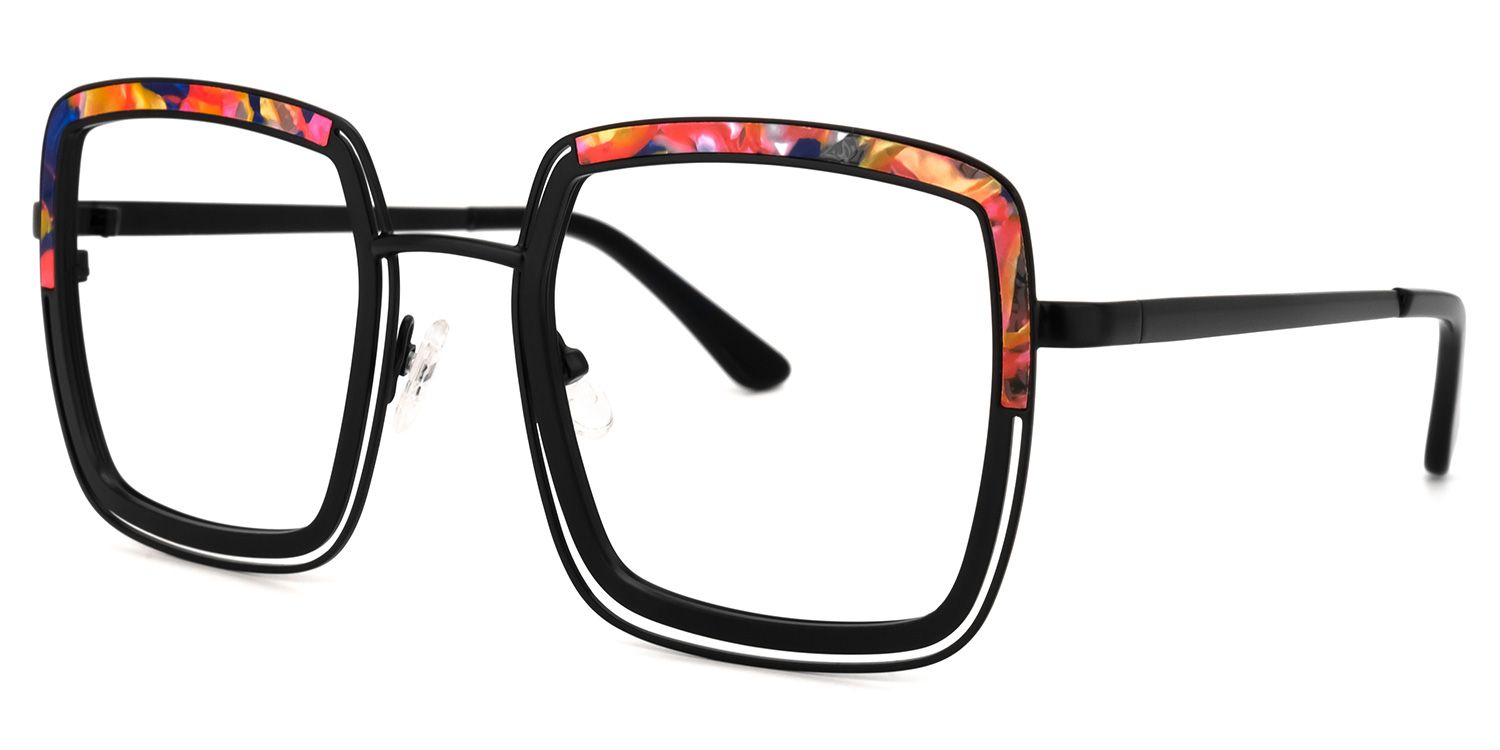 Square Floral Eyeglasses | Vooglam.com Front View
