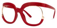 Fredia - Red and Gold Details Avant-Garde Glasses | Vooglam Front View