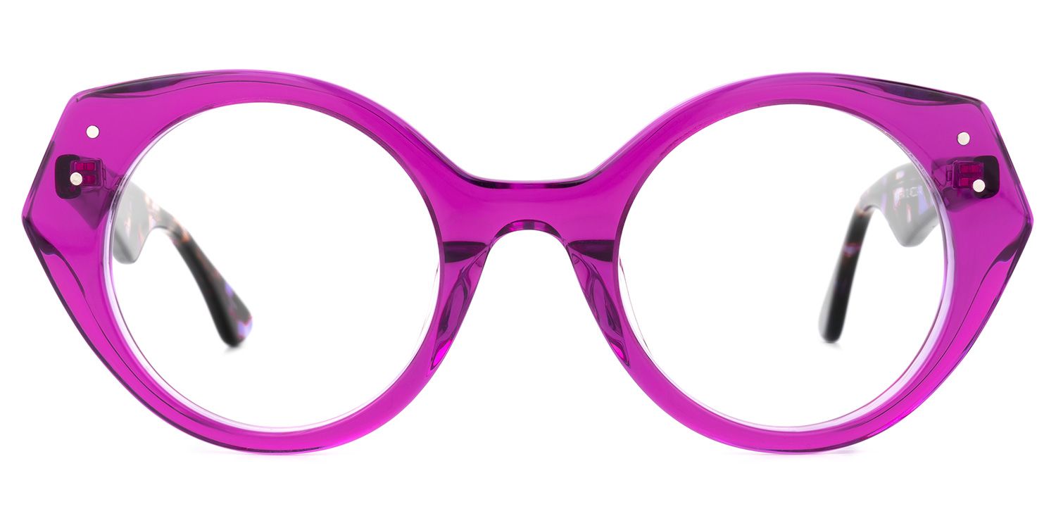 Geometric Purple Eyeglasses | Vooglam.com Angle View