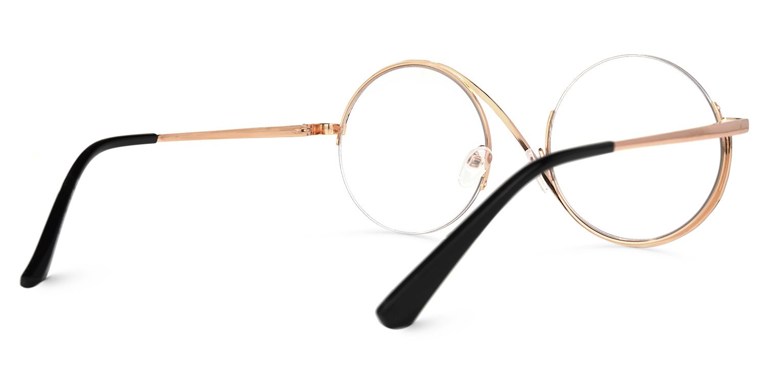 Manley - Sleek Round Black Semi-Rim Glasses by Vooglam - Side View