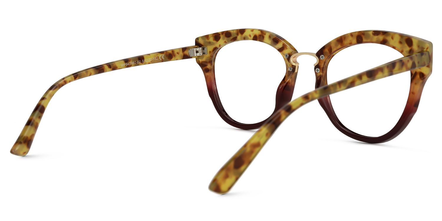 Round Yellow/Leopard Eyeglasses | Vooglam.com Side View