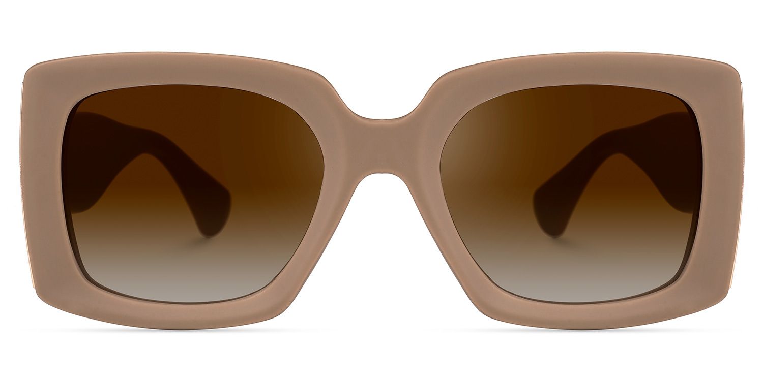 Rectangle Brown Sunglasses | Vooglam.com Angle View