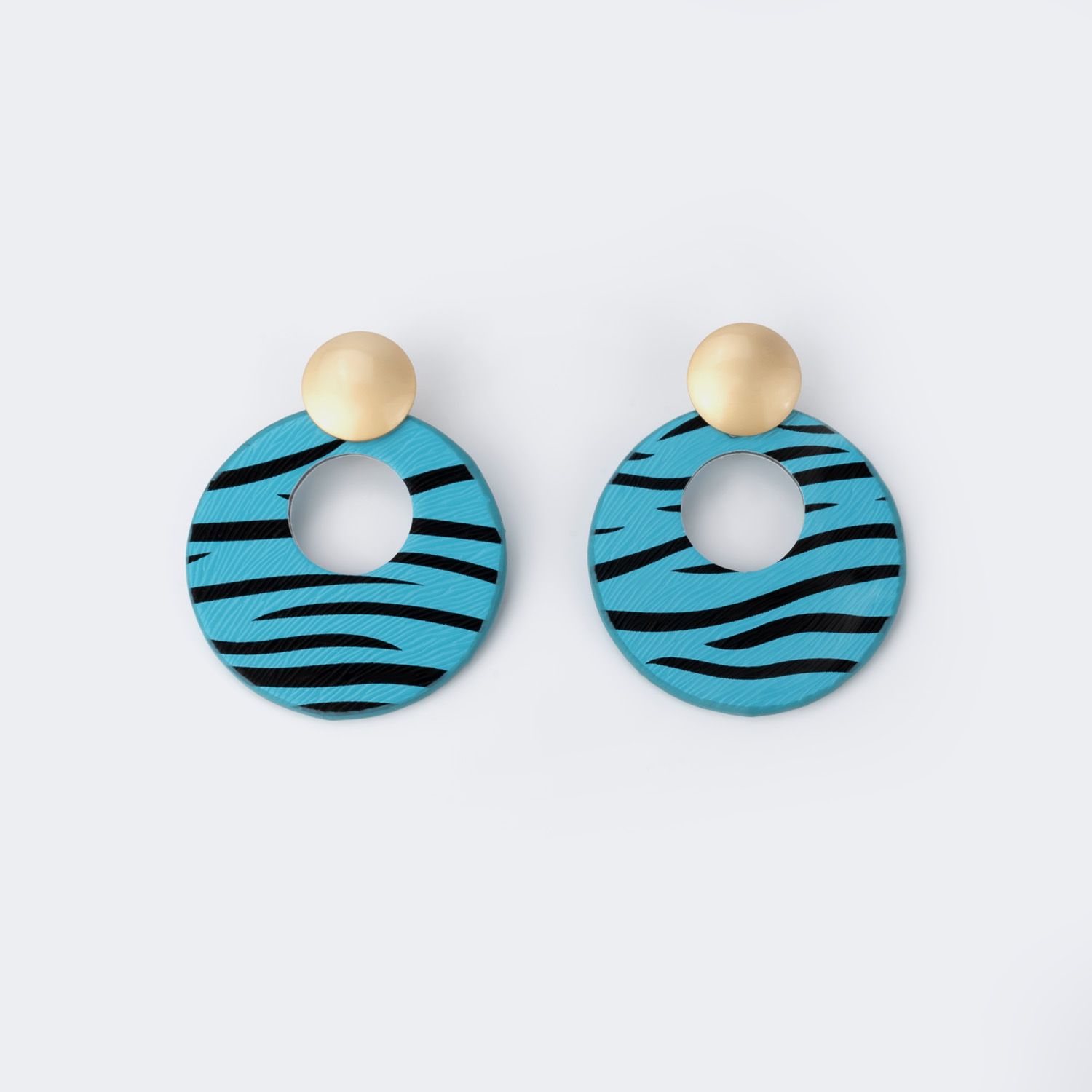 Fashion Icon Blue Pierced Earrings by Vooglam.com - Front View