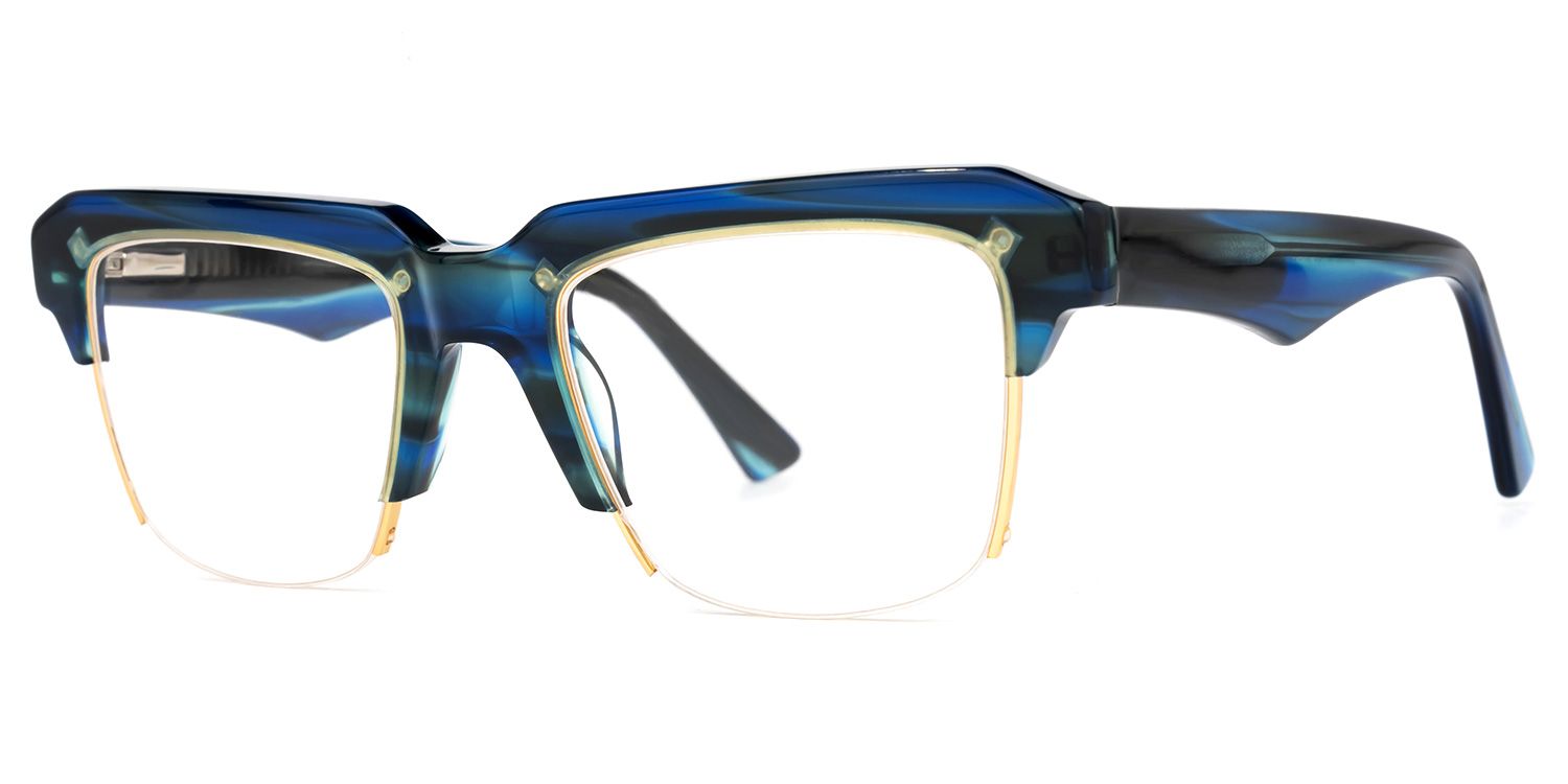 Irizarry - Rectangle Blue Eyeglasses | Vooglam Front View