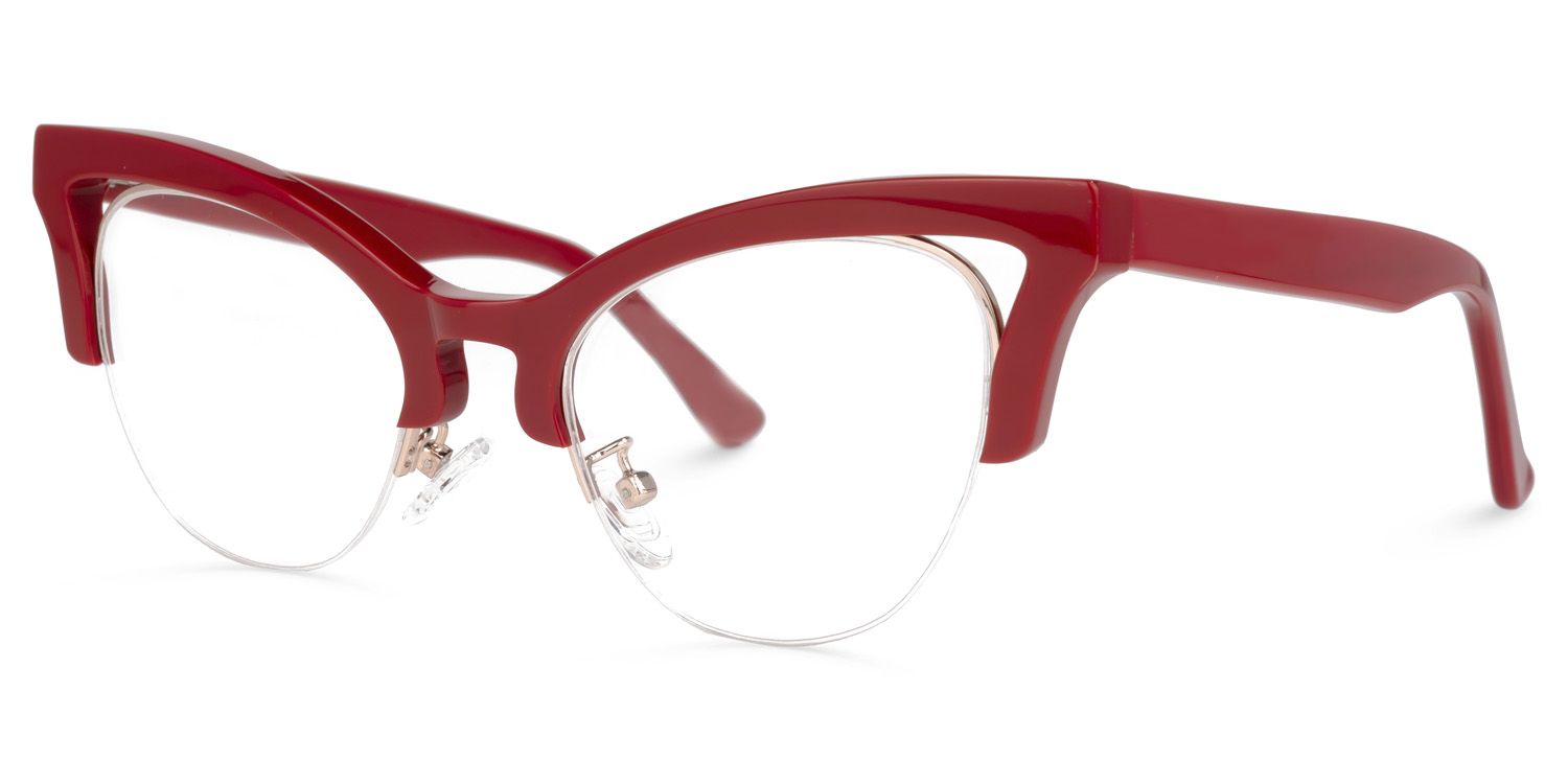 Drayton - Cat Eye Red Eyeglasses | Vooglam Front View