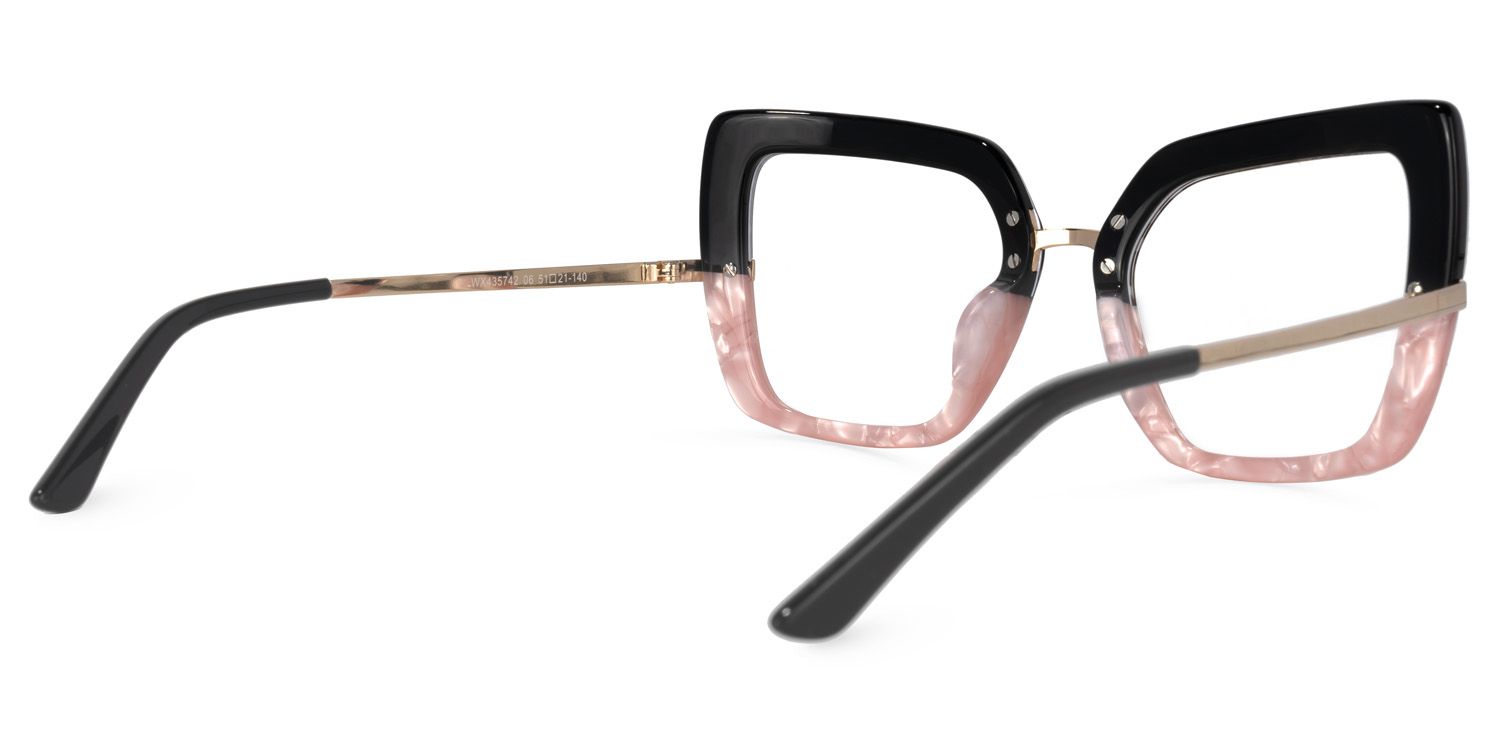 Shavan - Square Black/Pink Eyeglasses | Vooglam Side View