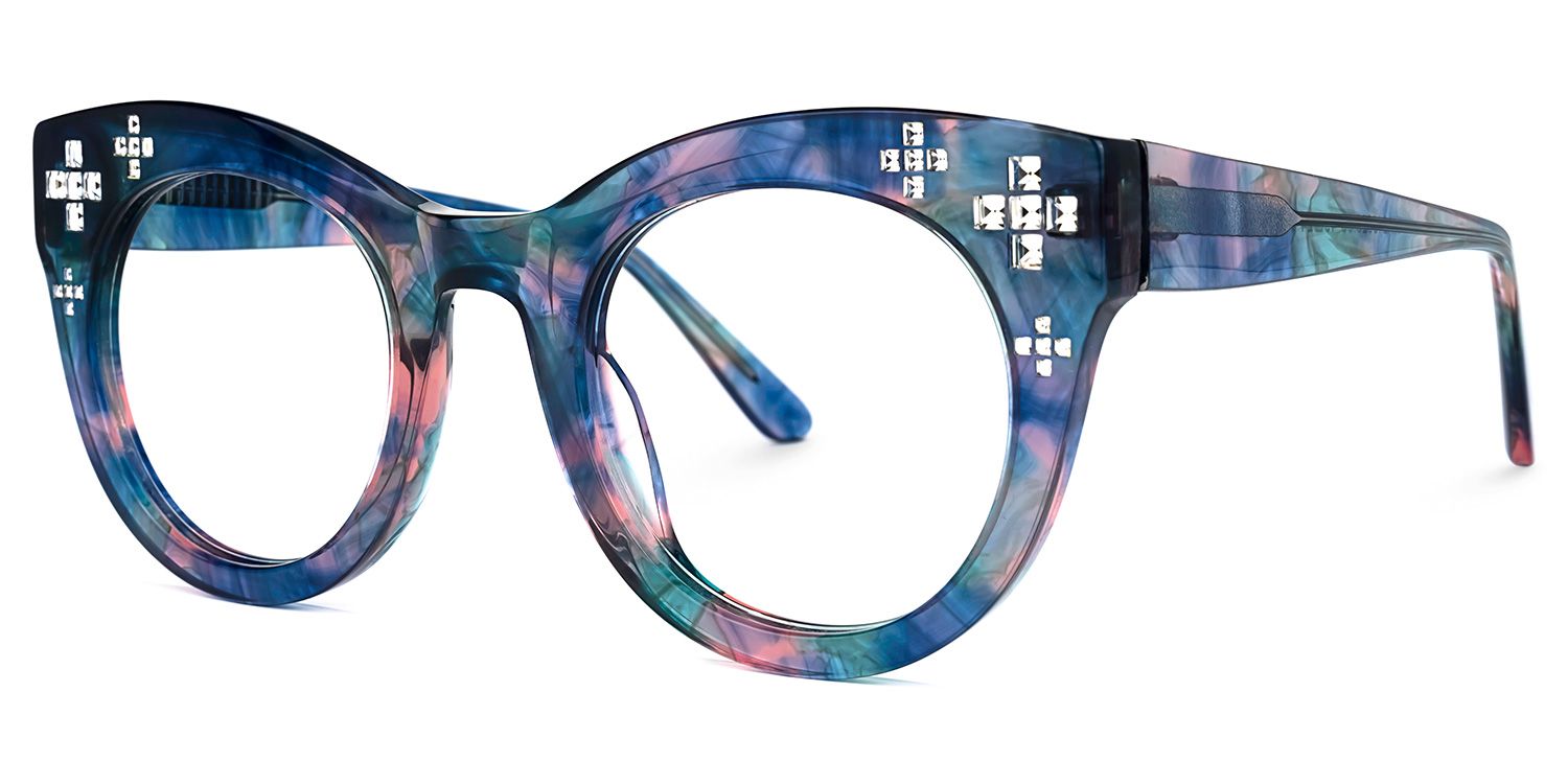 Dembo - Round Floral Eyeglasses | Vooglam Front View