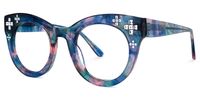 Dembo - Round Floral Eyeglasses | Vooglam Front View