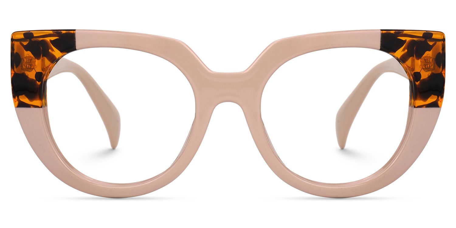 Round Nude Eyeglasses | Vooglam.com Angle View