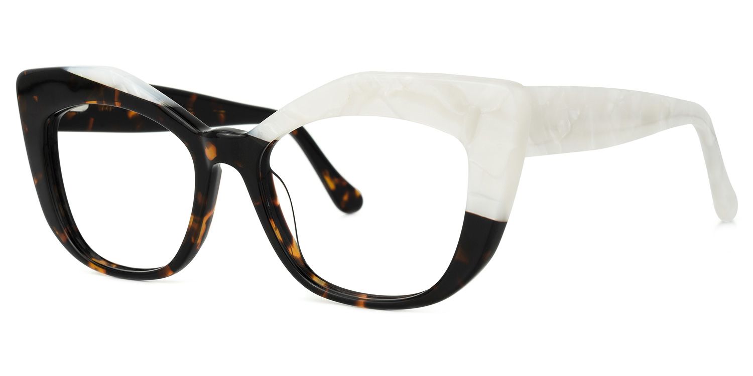 Marian - Geometric White Eyeglasses | Vooglam Front View