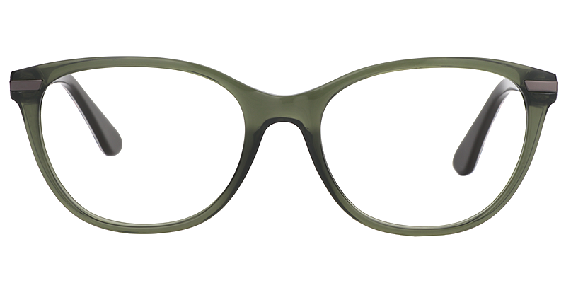 Glossy Dark Green Cat Eye Glasses Front View