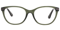 Glossy Dark Green Cat Eye Glasses Front View