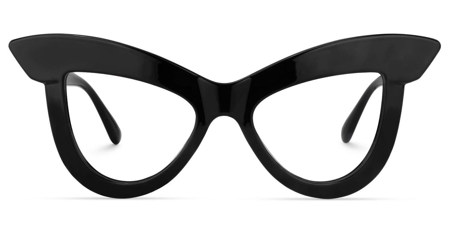 Cat Eye Black Eyeglasses by Vooglam.com - Angle View