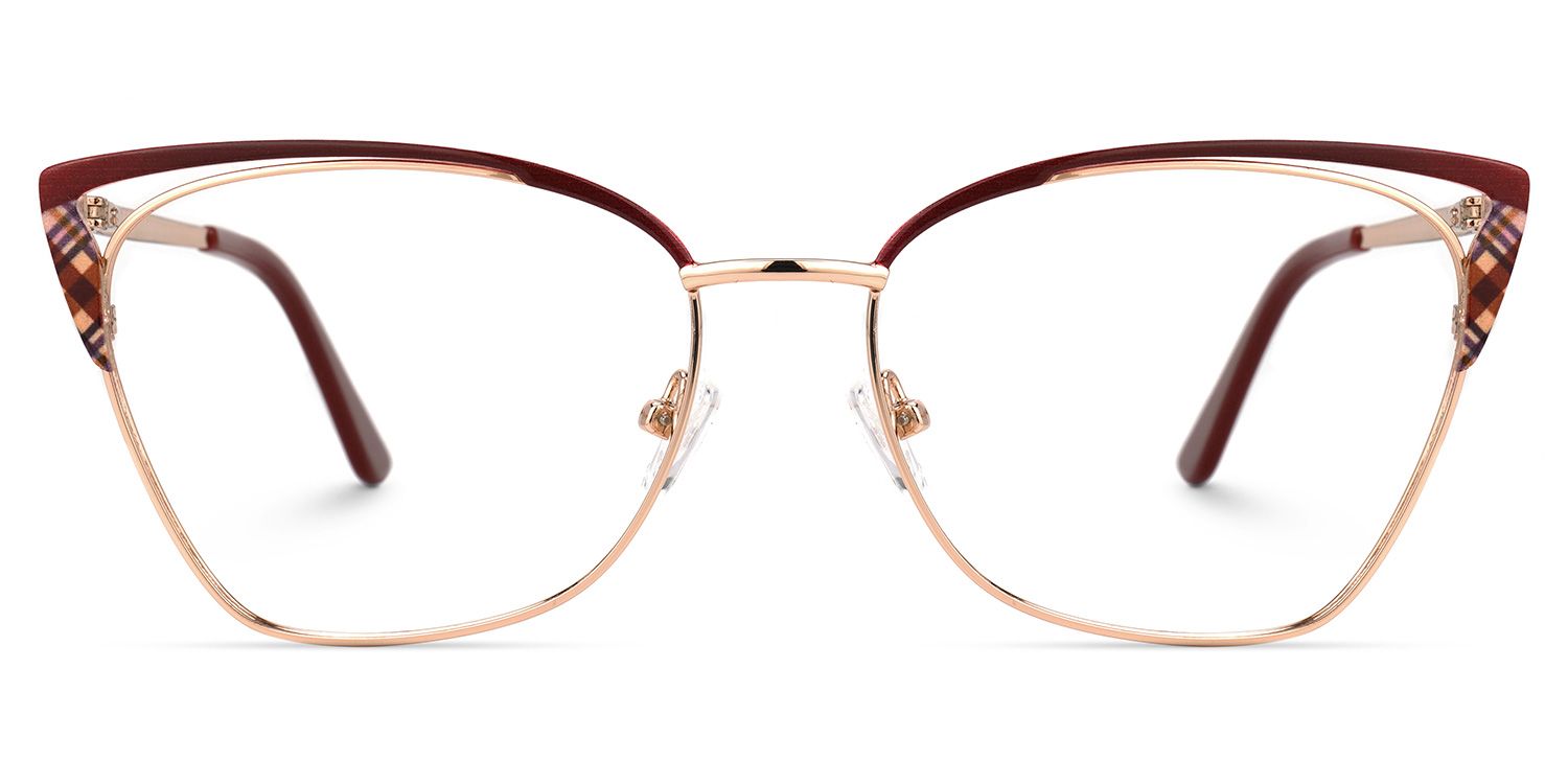 Browline Red Eyeglasses | Vooglam.com Angle View