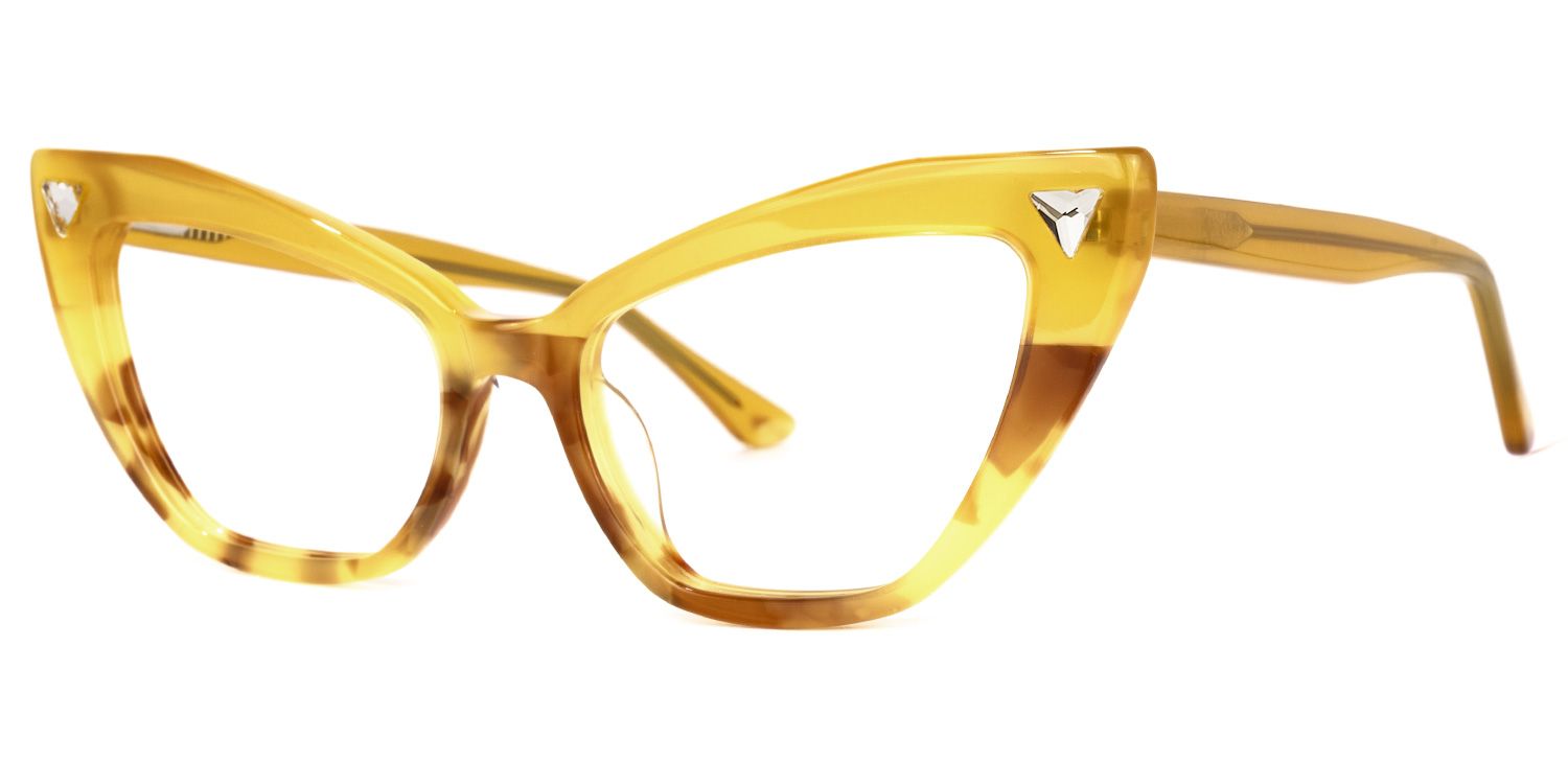 Sharde - Cat Eye Yellow Eyeglasses | Vooglam Front View