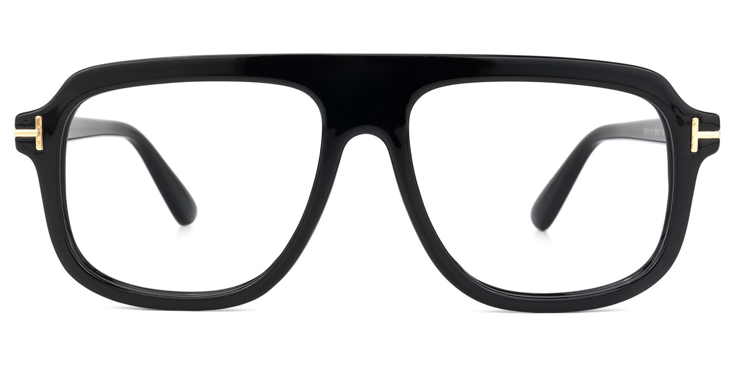Bryan - Aviator Black Eyeglasses | Vooglam Angle View