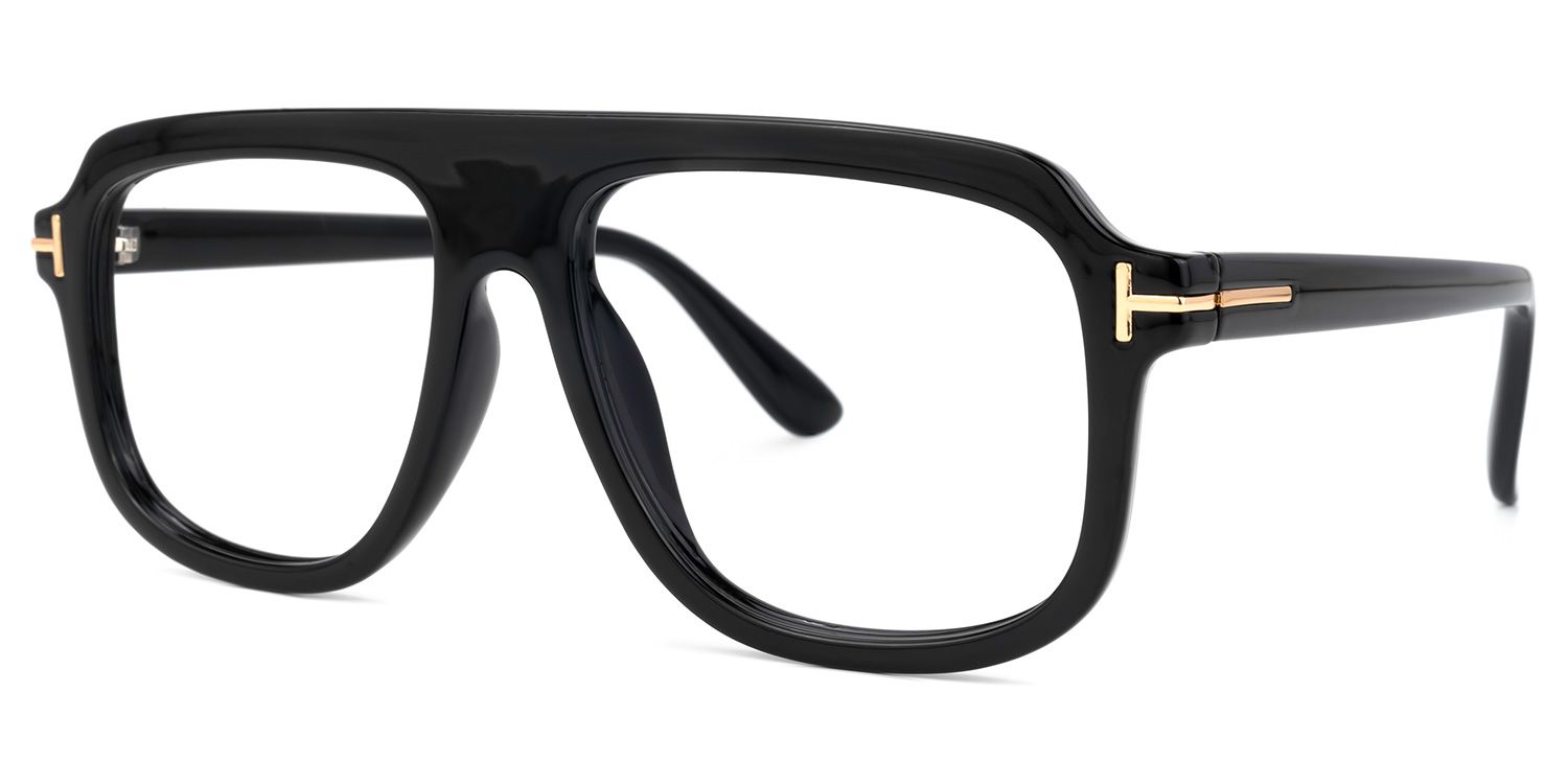 Bryan - Aviator Black Eyeglasses | Vooglam Front View