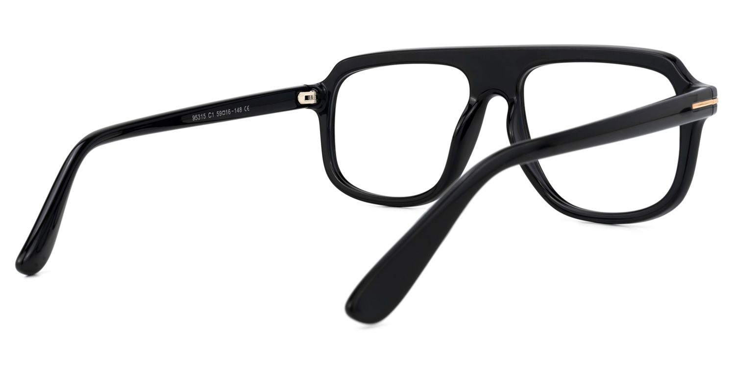 Bryan - Aviator Black Eyeglasses | Vooglam Side View