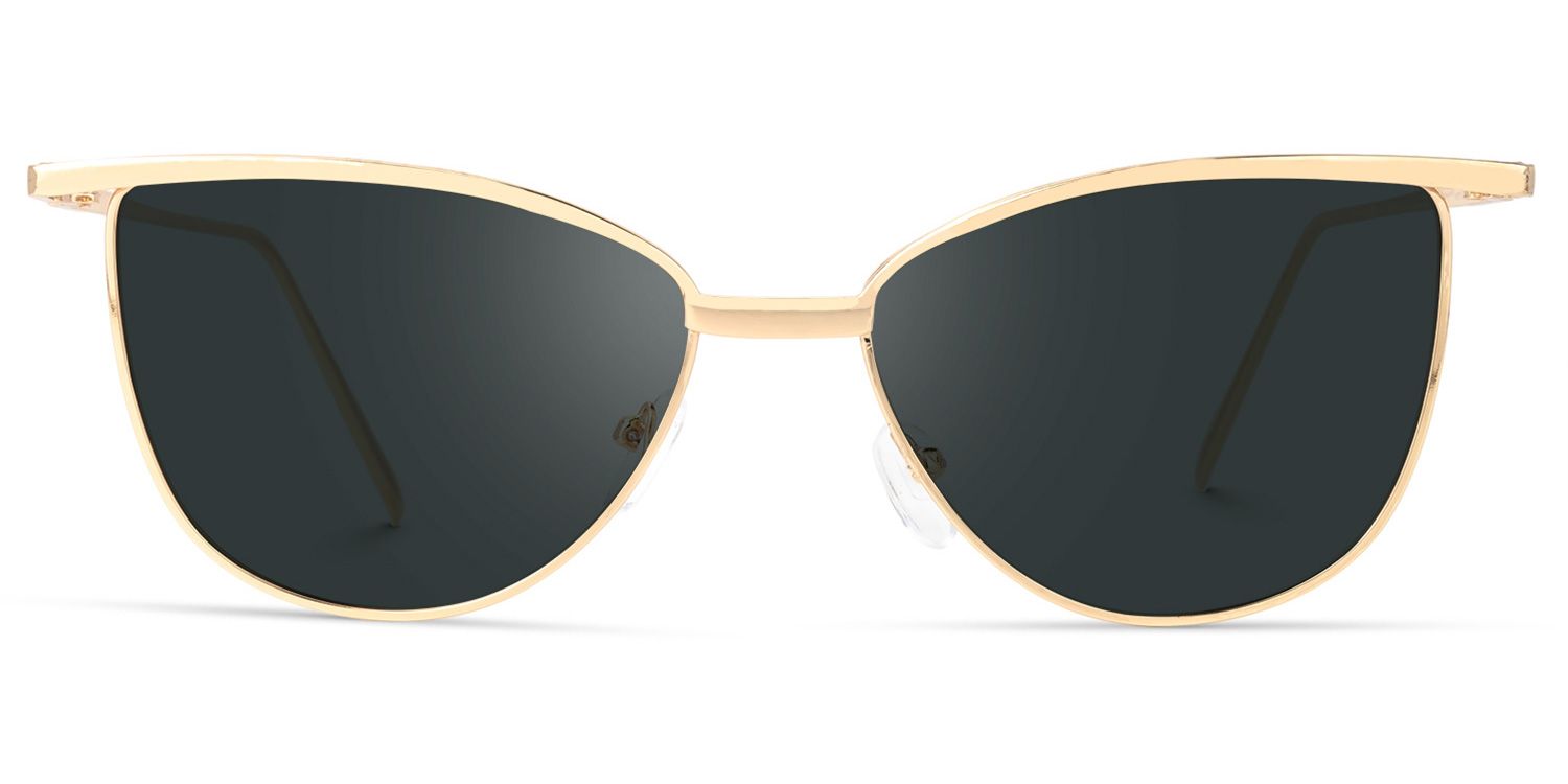 Browline Gold Sunglasses | Vooglam.com Angle View