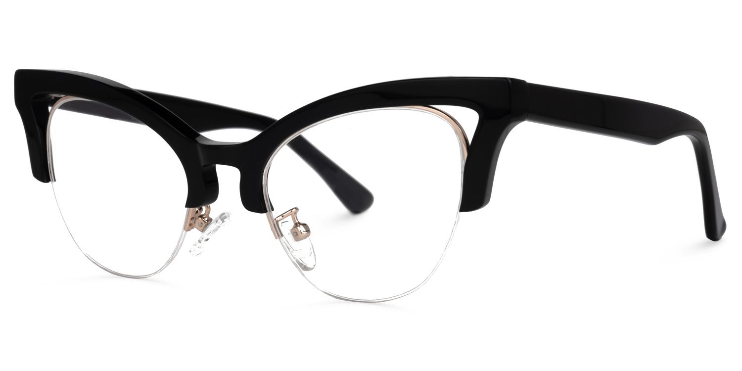 Drayton - Cat Eye Black Eyeglasses | Vooglam Front View