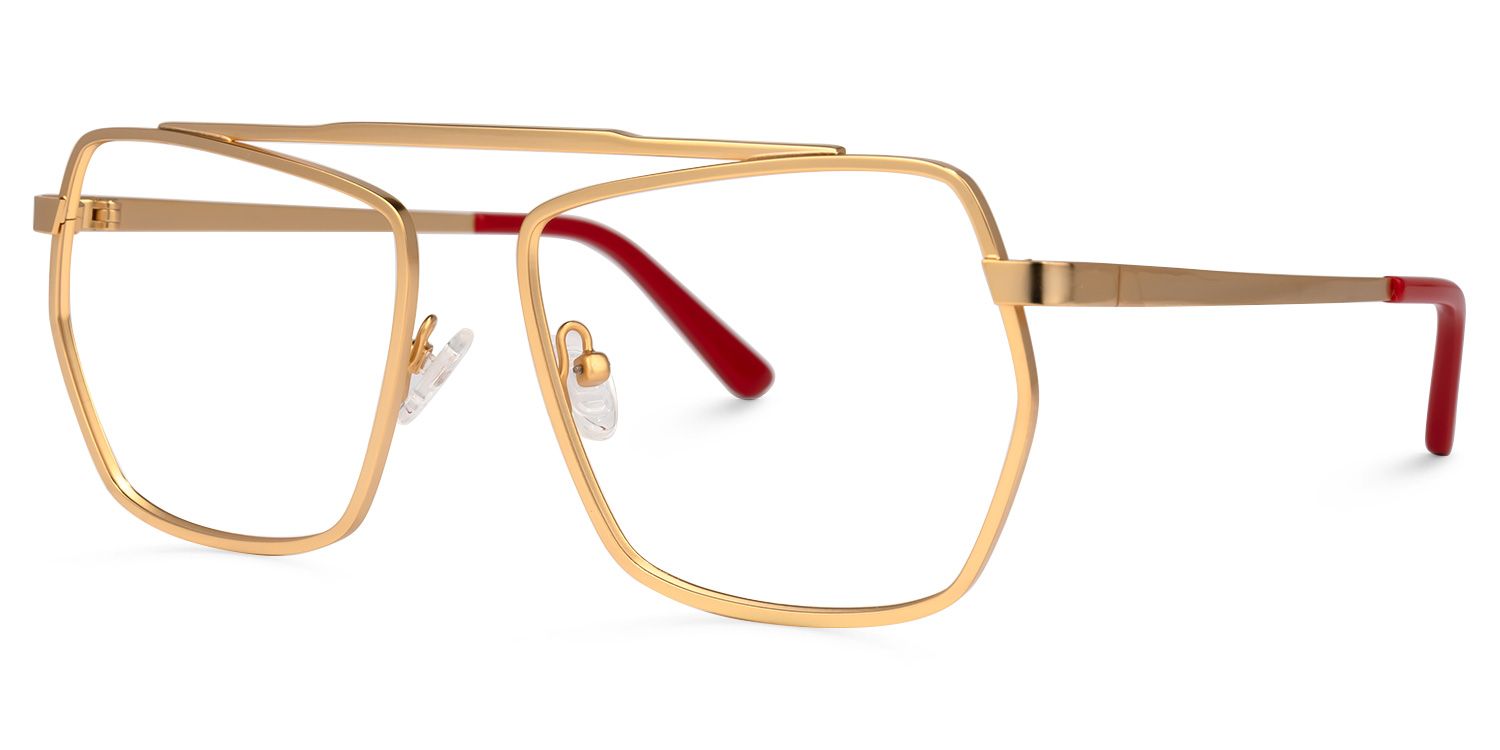 Alexa - Aviator Gold Eyeglasses | Vooglam Front View