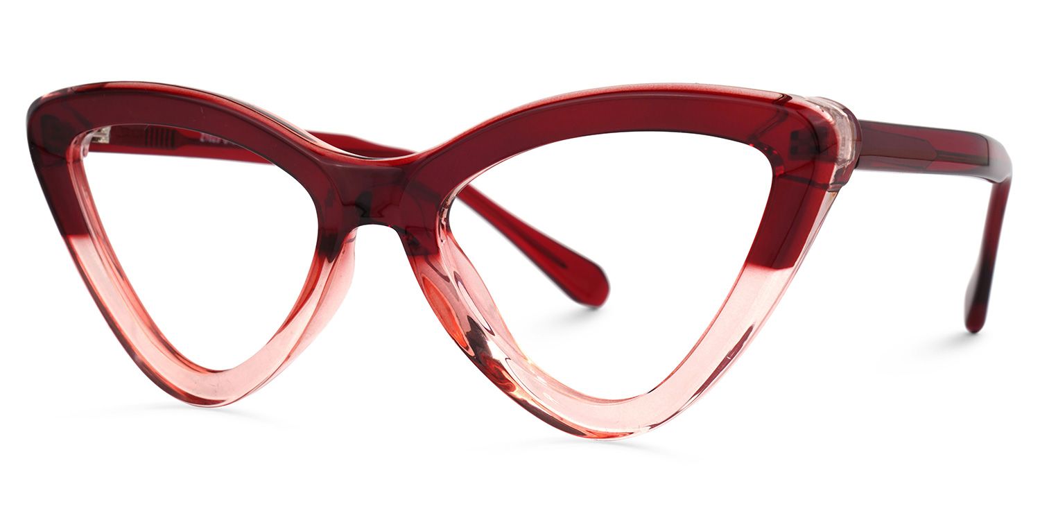 Geometric Red Eyeglasses | Vooglam.com Front View