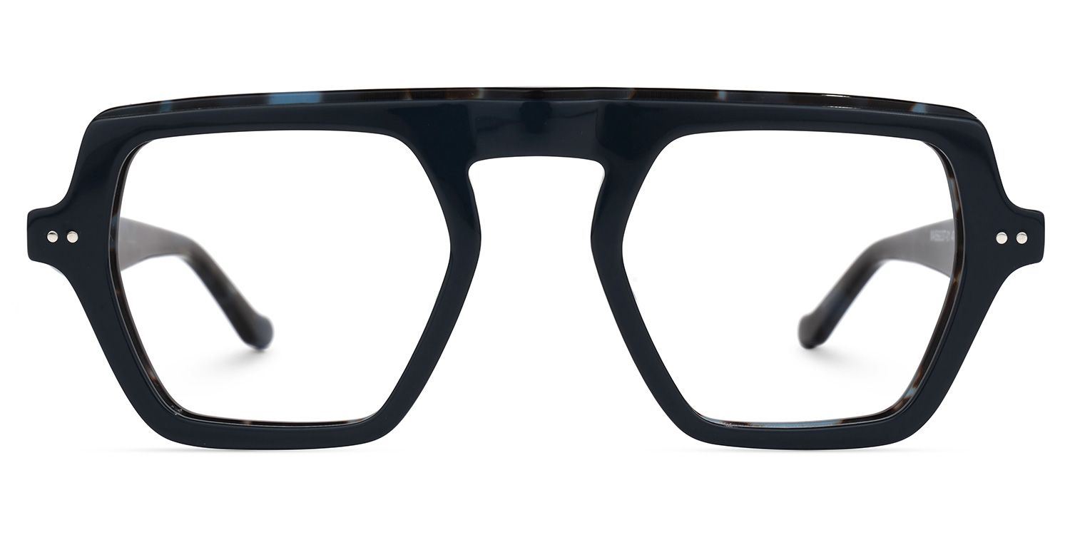 Singh - Geometric Blue Eyeglasses | Vooglam Angle View