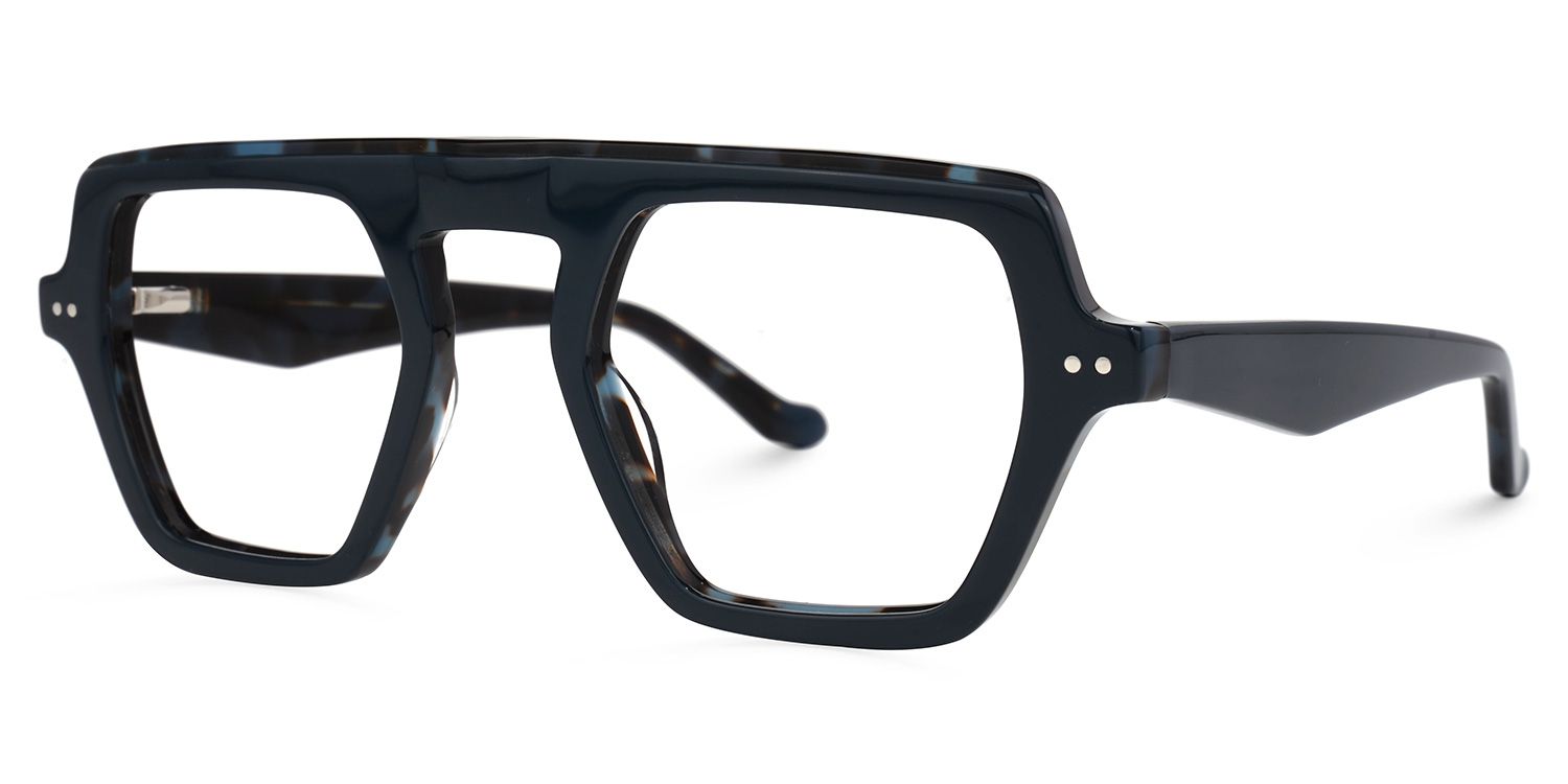 Singh - Geometric Blue Eyeglasses | Vooglam Front View