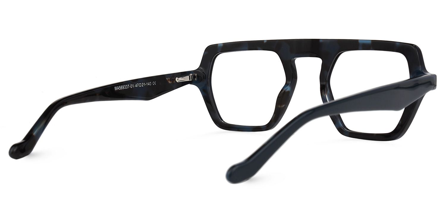 Singh - Geometric Blue Eyeglasses | Vooglam Side View