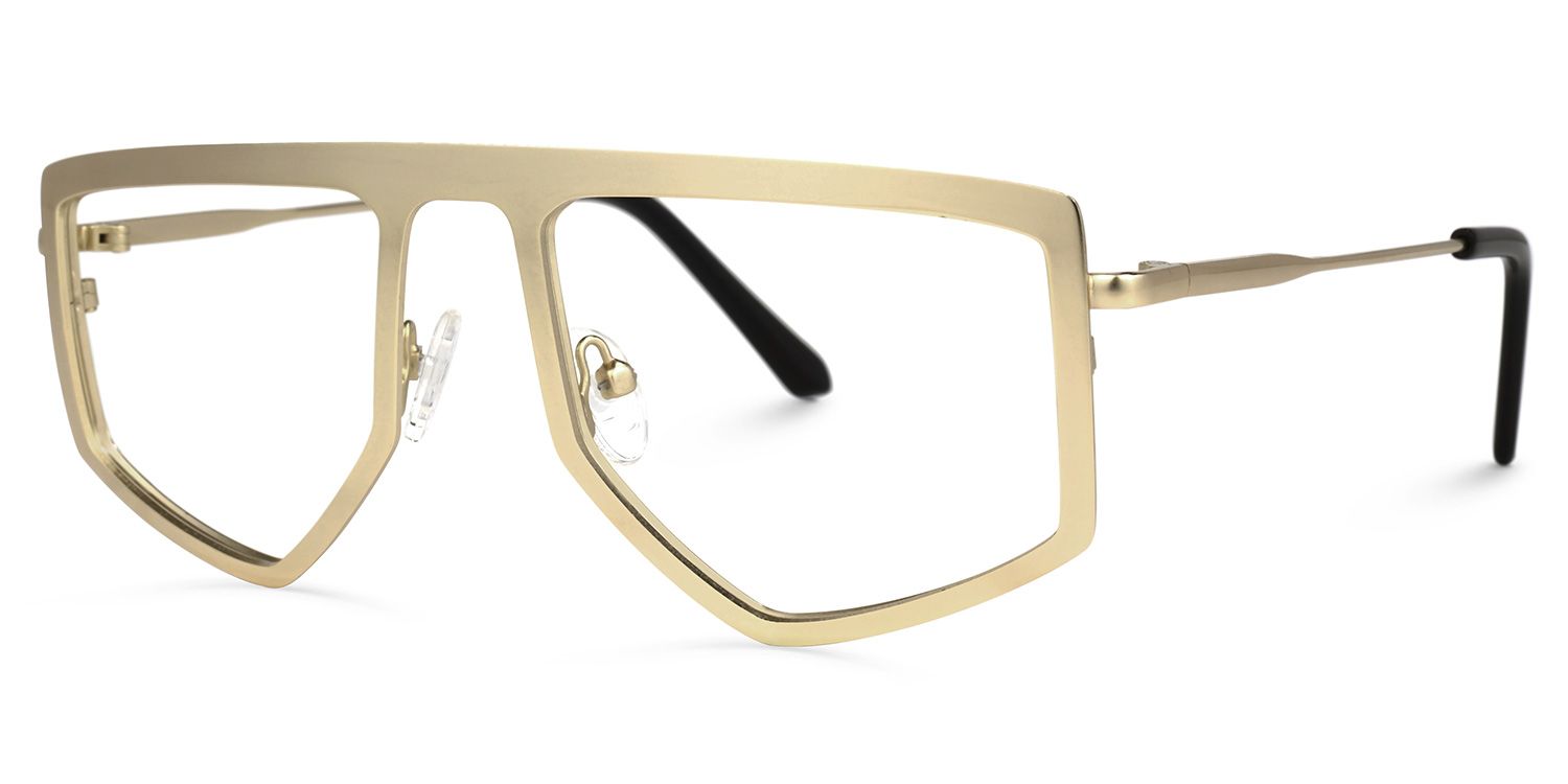 Lopez - Aviator Gold Eyeglasses | Vooglam Front View