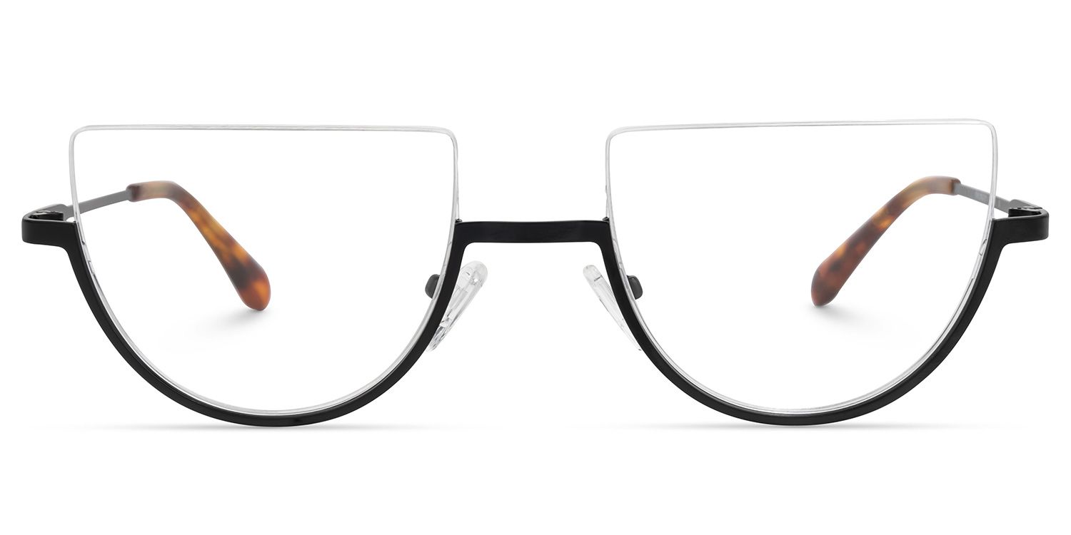Migdalia - Geometric Black Eyeglasses | Vooglam Angle View