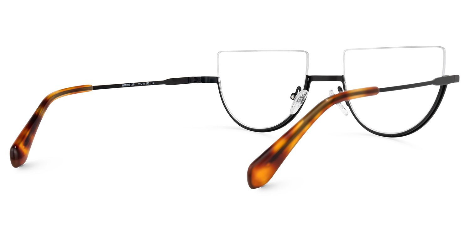 Migdalia - Geometric Black Eyeglasses | Vooglam Side View