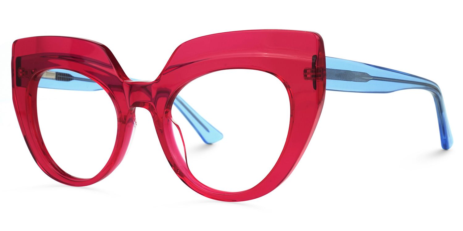 Cat Eye Red Eyeglasses by Vooglam.com - Front View