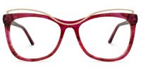 Renata - Square Red Eyeglasses | Vooglam Angle View