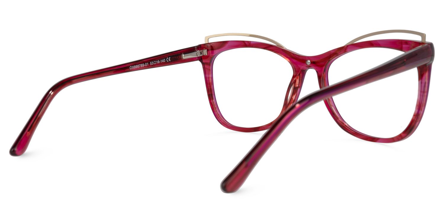 Renata - Square Red Eyeglasses | Vooglam Side View