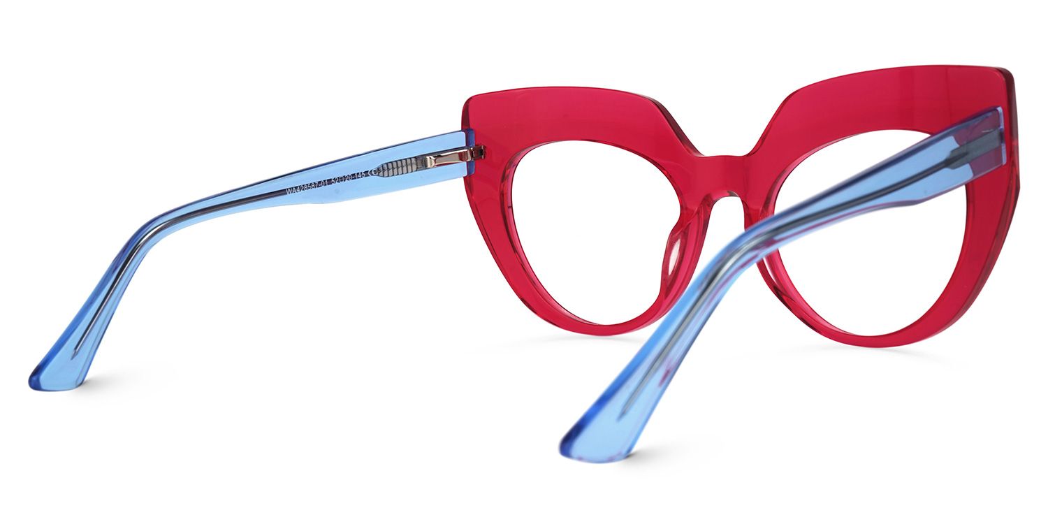 Cat Eye Red Eyeglasses by Vooglam.com - Side View