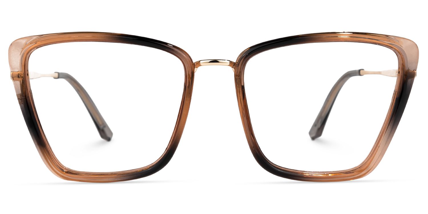 Square Brown Eyeglasses | Vooglam.com Angle View