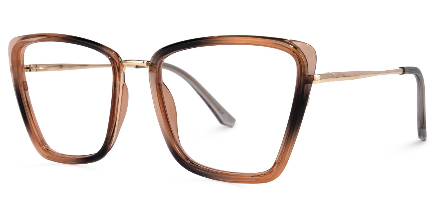 Square Brown Eyeglasses | Vooglam.com Front View