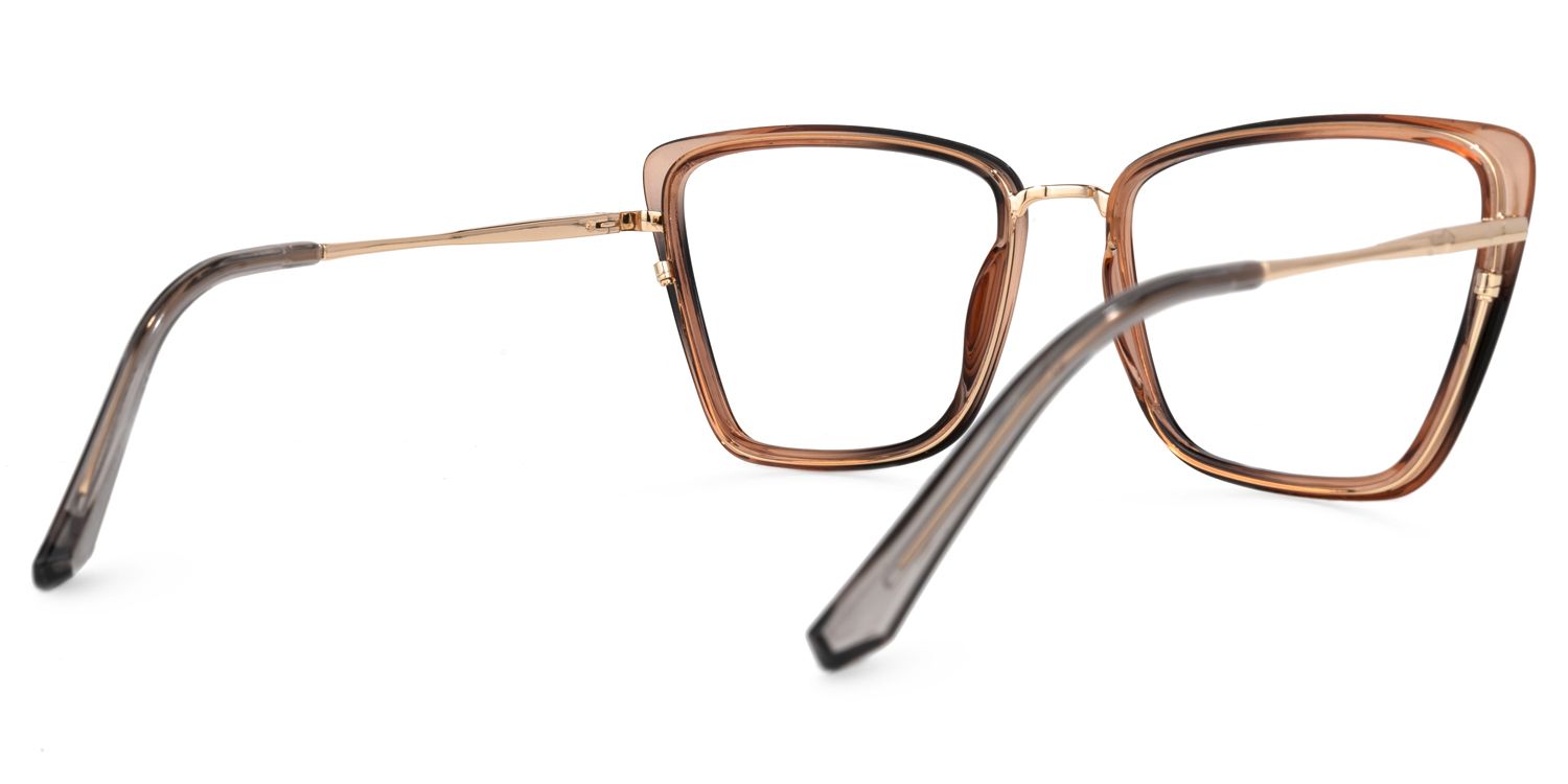 Square Brown Eyeglasses | Vooglam.com Side View