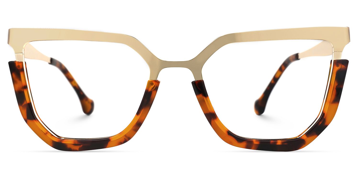 Leeza - Geometric Tortoise Eyeglasses | Vooglam Angle View