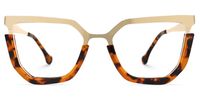 Leeza - Geometric Tortoise Eyeglasses | Vooglam Angle View