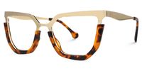 Leeza - Geometric Tortoise Eyeglasses | Vooglam Front View