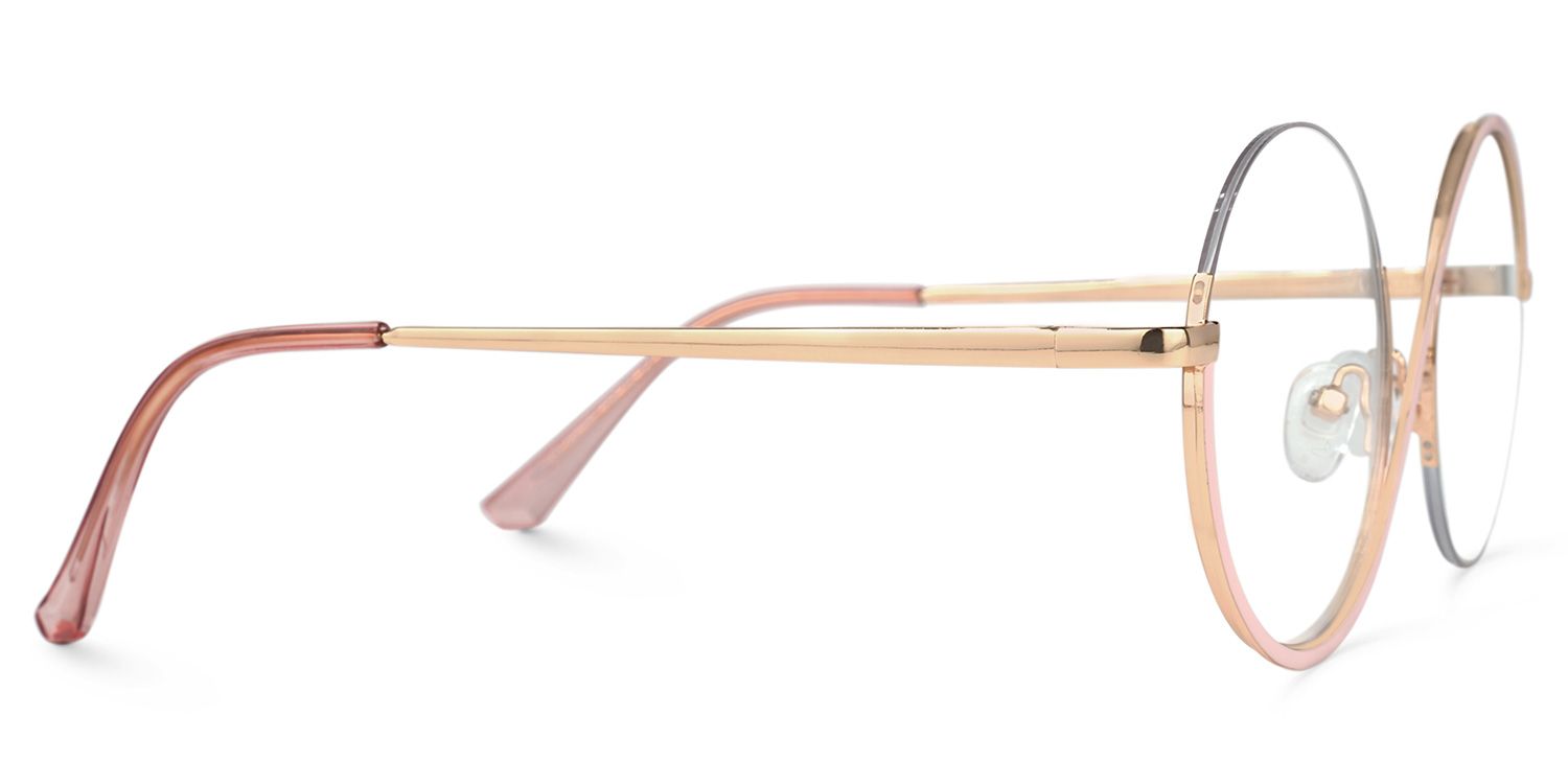 Manley - Delicate Round Pink Semi-Rim Glasses | Vooglam 4