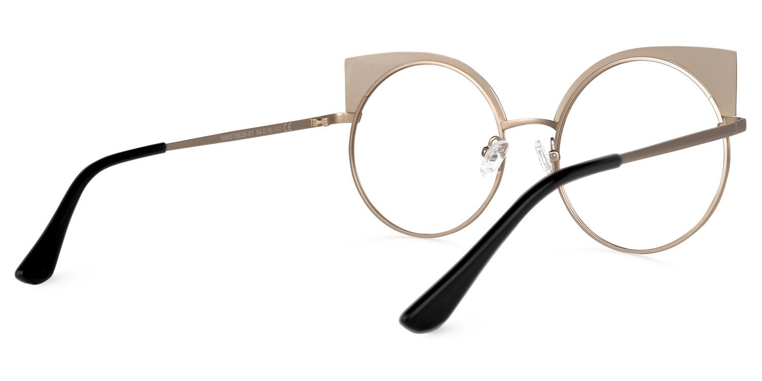Cat Eye Gold Eyeglasses | Vooglam.com Side View