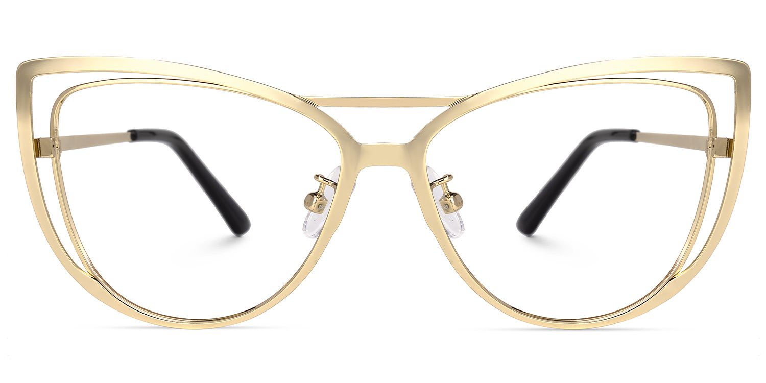 Roselyn - Cat Eye Gold Eyeglasses by Vooglam - Angle View