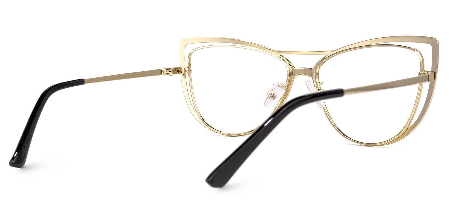 Roselyn - Cat Eye Gold Eyeglasses by Vooglam - Side View