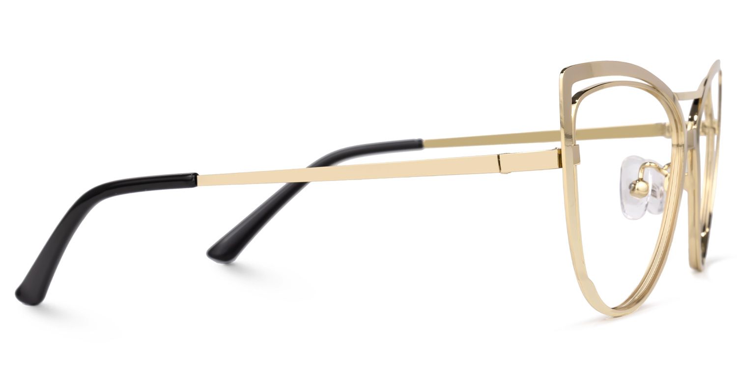 Roselyn - Cat Eye Gold Eyeglasses by Vooglam - Product View 4