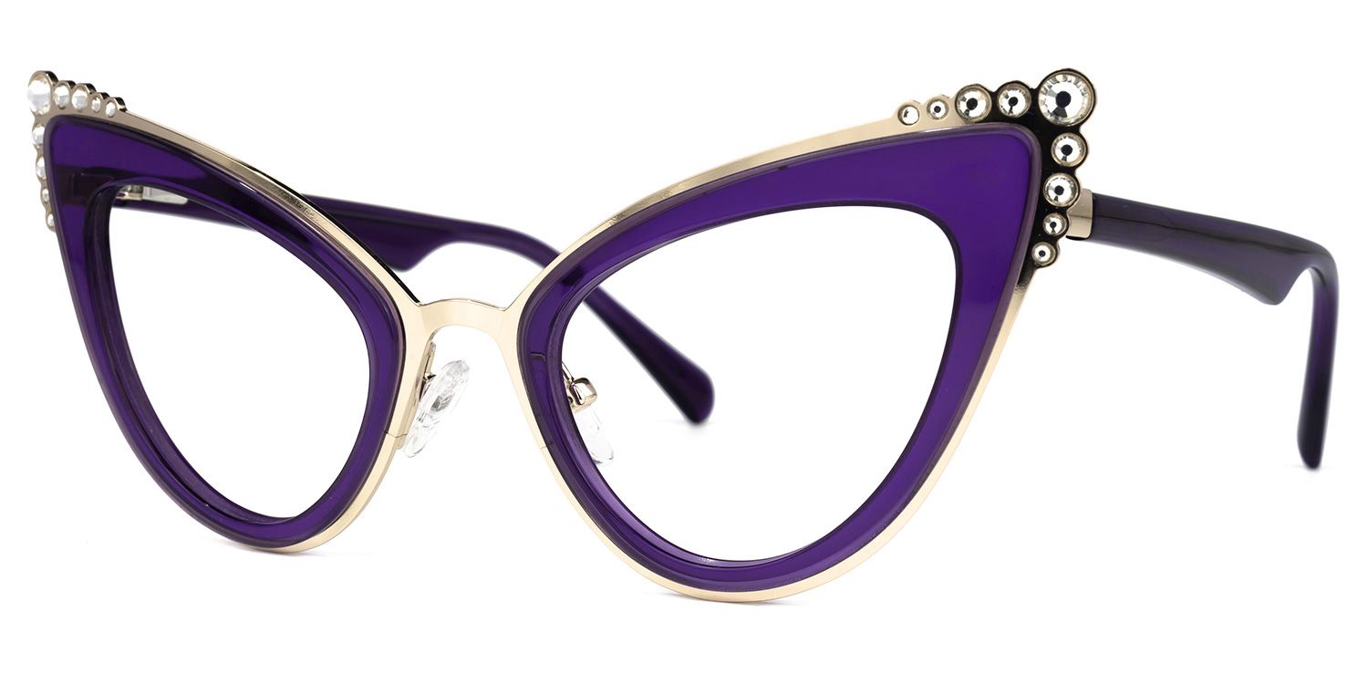 Magdaleno - Cat Eye Purple Eyeglasses | Vooglam Front View