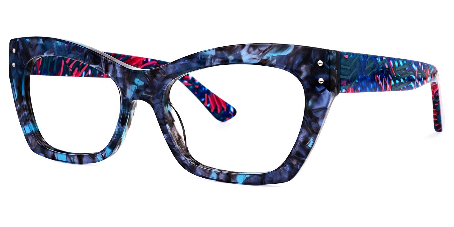 Rectangle Floral Eyeglasses | Vooglam.com Front View