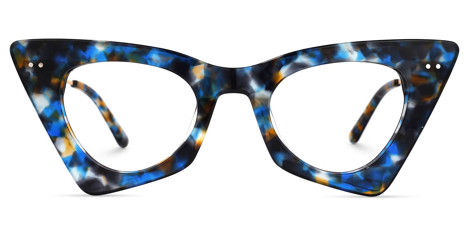Gretchen - Geometric Blue/Black Eyeglasses | Vooglam Angle View